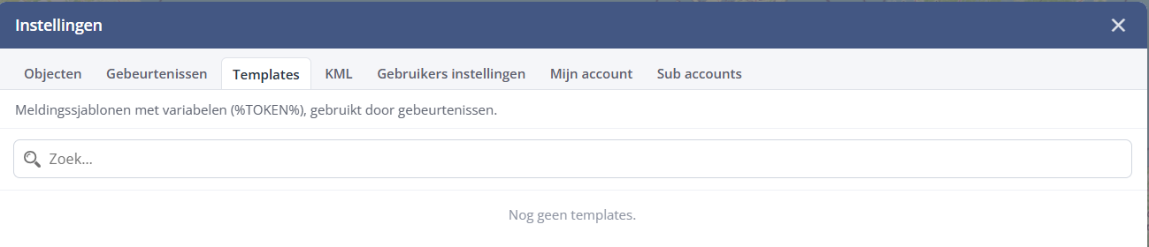 Instellingen → Templates voor meldingssjablonen